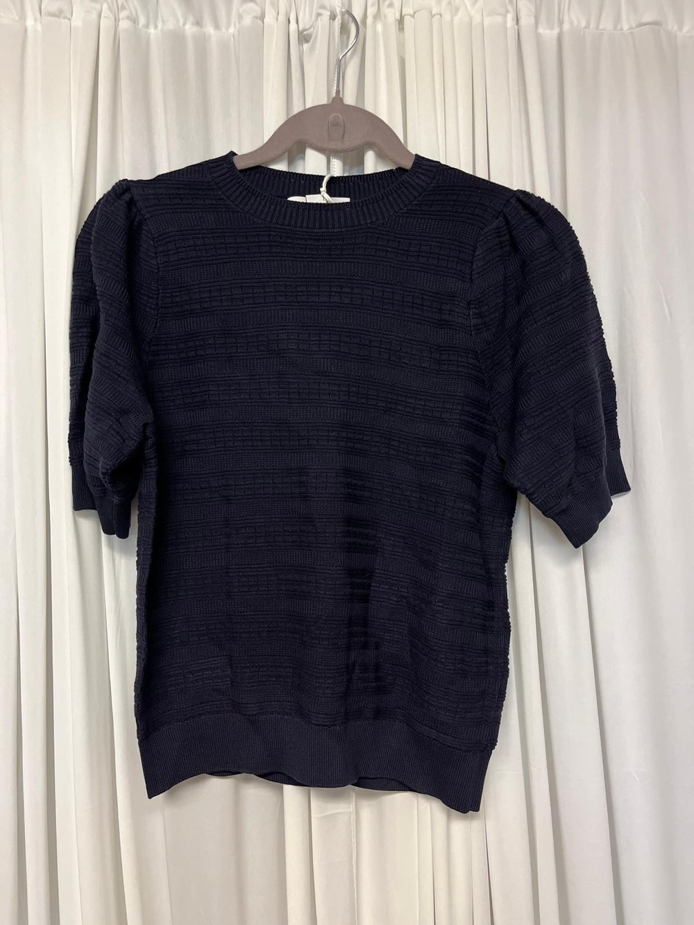 Black Textured Short-Sleeve Knit Top - Women